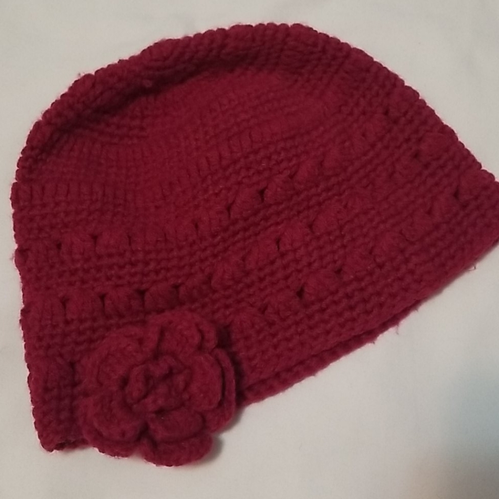 Maroon Flower Beanie